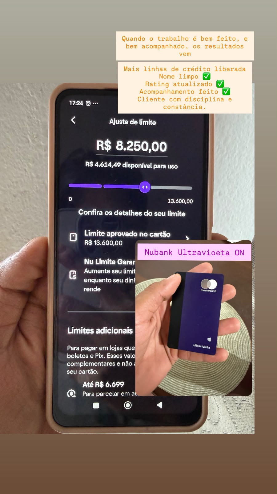 Limite de cartão aprovado de R$ 13.600 após regularização
