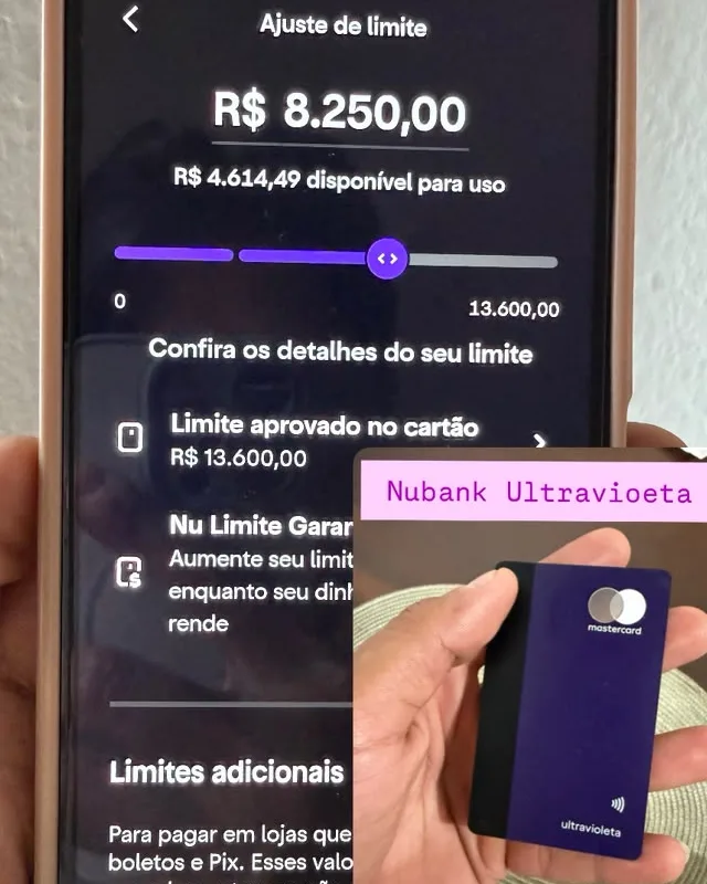 Tela do app do banco com limite de cartão de R$ 13.600 aprovado